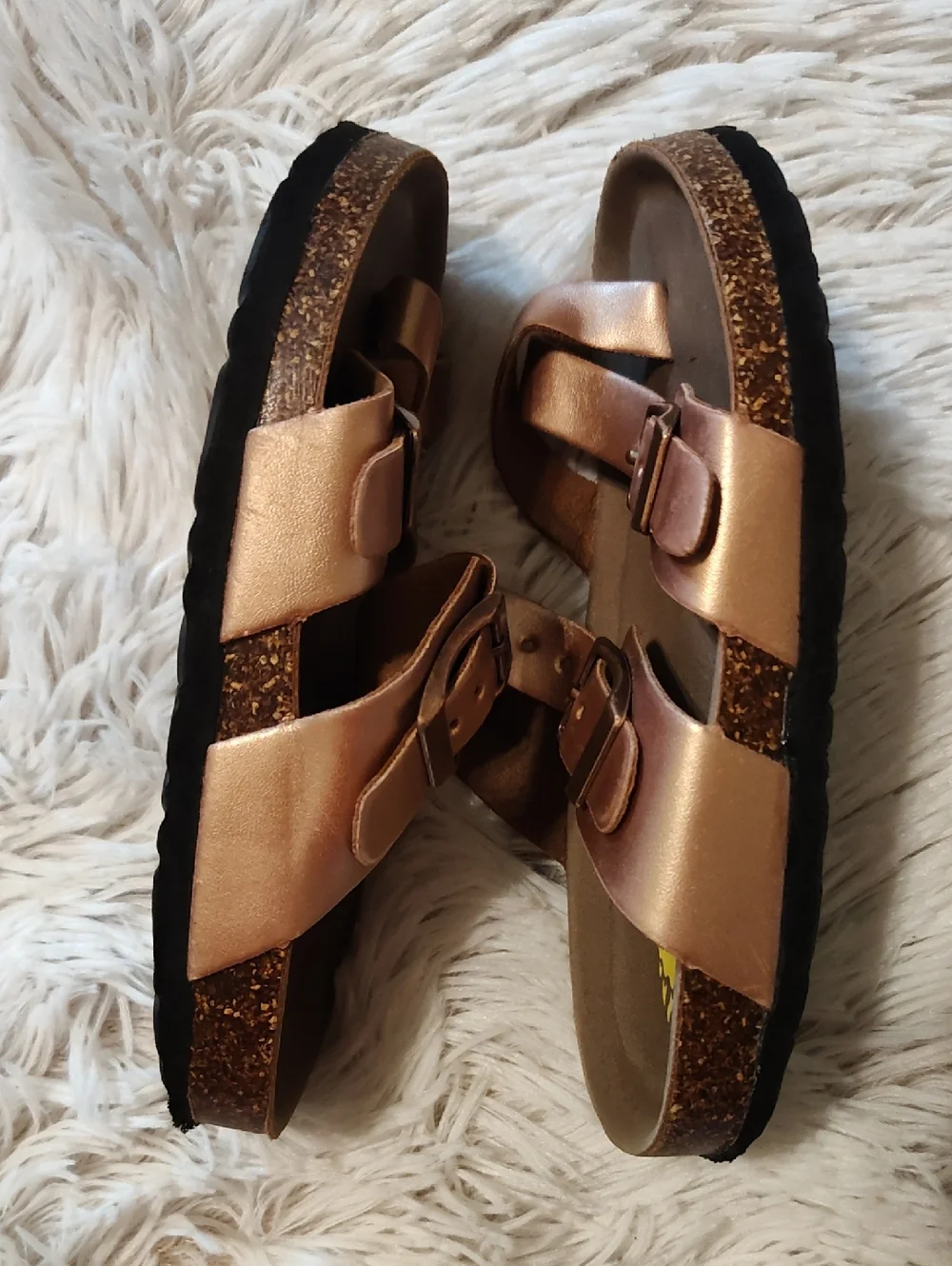 Aloha Island Little Girls Lil Birdie Sandals Metallic Rose Gold Buckles Size 10
